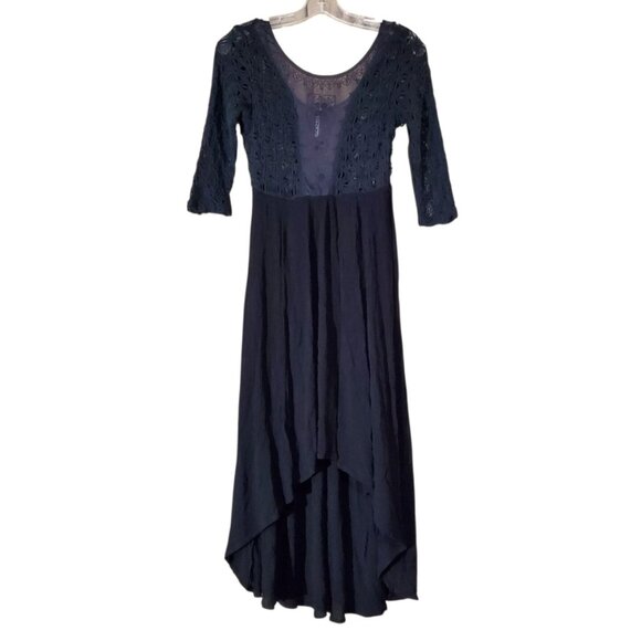 FREE PEOPLE Black Midi Dress "Lonesome Dove" Size 8 - Picture 2 of 9